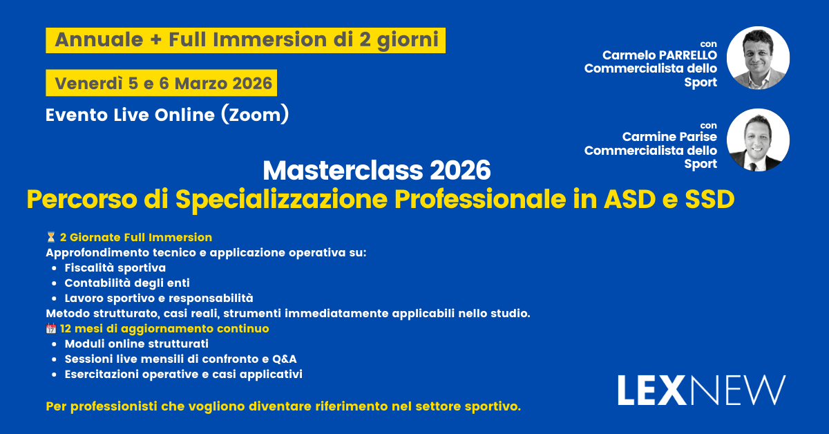 Locandina Masterclass Il Commercialista dello Sport 2026